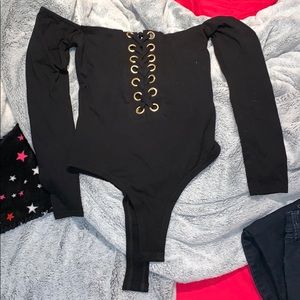 off the shoulder leotard
